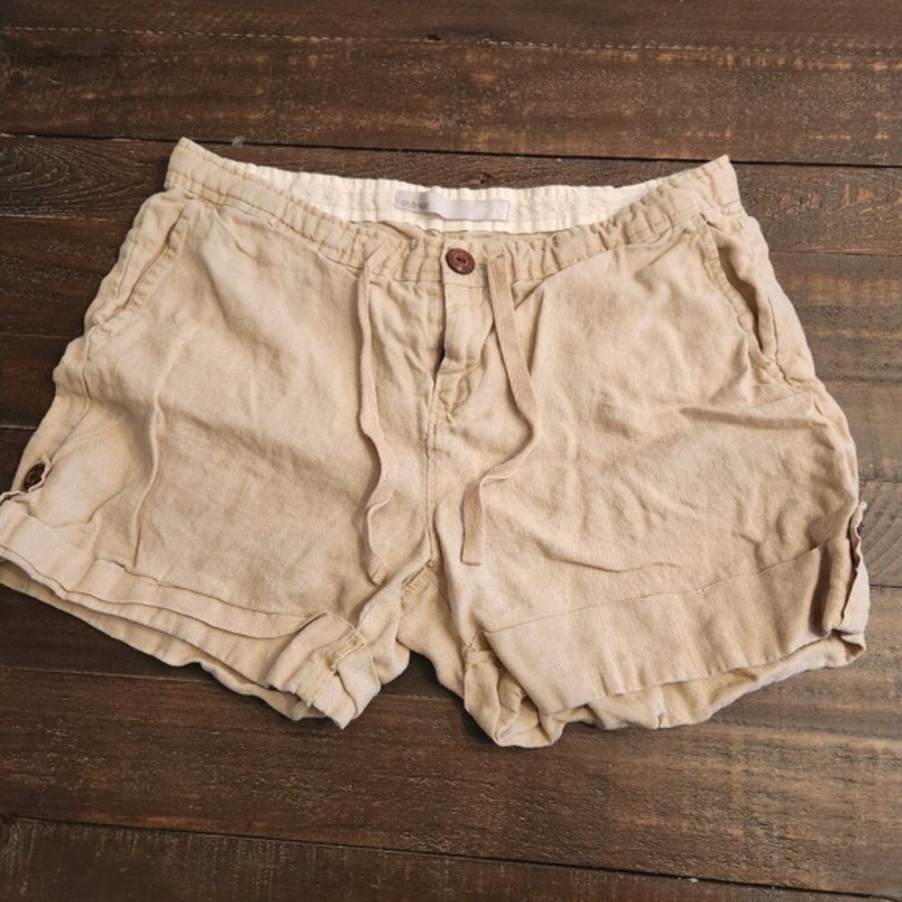 Old Navy Linen Tan Mid- Rise Shorts Sz 6